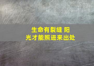 生命有裂缝 阳光才能照进来出处